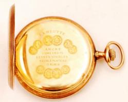 Arany (Au.) 14 K art deco Pacific zsebóra, másodperc mutatós, működő szerkezettel, 15 köves, jelzett...