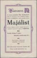 cca 1900 Vaszentmihályi Önkéntes Tűzoltó-Egylet Majális meghívója. 23,5x15cm