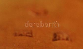 Arany (Au.) 14 K díszített pecsétgyűrű és mandzsetta pár, szintetikus kövekkel, jelzett, mesterjeggy...