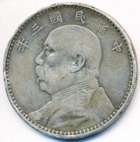 Kína 1914. 1$(1Y) Ag "Yüan Shihkai" T:3
China 1914. 1 Dollar (1 Yuan) Ag "Yüan Shihka...