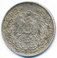 Német Birodalom 1909J 1/2M Ag T:2-
German Empire 1909J 1/2 Mark Ag C:VF