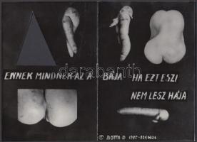 1986 Botta Dénes (1921-2010): Pajzán természet, BUÉK kártya szignózva, pecséttel jelzett, kinyitva 13x18 cm