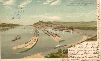 1899 Pozsony, téli kikötő / port, litho (cut)