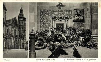 Kassa, Szent Erzsébet dóm, II. Rákóczi emlék a dóm falában / cathedral, monument (ázott / wet damage)