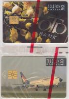 1992-1993 2 db telefonkártya (OTP, Malév), bontatlan csomagolásban