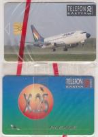 1992-1993 2 db telefonkártya (X,25 Please, Malév), bontatlan csomagolásban