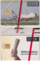 1992 2 db telefonkártya (Népszabadság, Malév), bontatlan csomagolásban