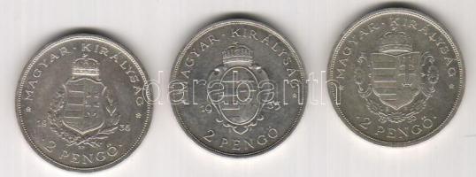 1935-38. 2P Ag "Pázmány+Rákóczi+Liszt" sor 3 klf db T:1/2 igen pici ph