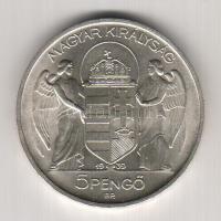 1939. 5P Ag "Horthy-balra" T:1 parányi ph