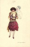 Anna & Gasparini 524-2 Art Deco Italian art postcard s: Mauzan (EK)