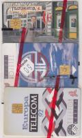1992 3 db telefonkártya (Cabins, Cloudy, Telecom), bontatlan csomagolásban