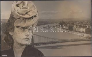 cca 1940 Karády Katalin (1910-1990) színésznő eredeti fotómontázsa Angelo mester műterméből (erről készült aztán a képeslap), 15x24 cm