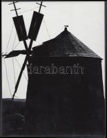 cca 1960 Kalocsai Rudolf: Tési szélmalom, aláírt vintage fotóművészeti alkotás, 24x18 cm