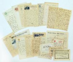 1893-1933 Különböző külföldi hotelek fejléces papírjai, levelezőlapjai.