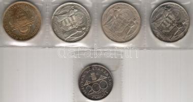 1939. 5P Ag "Horthy" (3x) + 1938. 5P "Szt.István" T:2 kis ph + 1992. 200Ft Ag "MNB" T:2