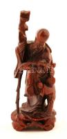 Keleti istenség vagy bölcs, kézzel faragott fa szobor, m: 21 cm