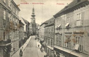 Pozsony, Mihály utca, H. Wimmer J. üzlete / street, shop, Divald (gluemark)