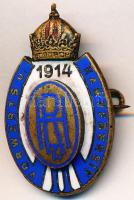 Osztrák-Magyar Monarchia 1914. "7. Huszárezred - Előre és harcra kész" zománcozott fém sapkajelvény (21x35mm) T:2  Austrian-Hungarian Monarchy 1914. "Husaren-Regiment Nr. 7 - Vorwärts u. kampfbereit" enamelled metal cap badge (21x35mm) C:XF