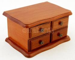 Zenélő női fa ékszerdoboz balett táncos figurával, 18×12×10 cm