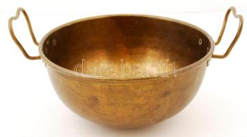 Nagy méretű, sárgaréz,  füles habverő tál. átmérő: 27,5cm, mélység:12,5cm