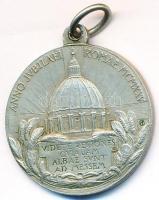 Vatikán 1925. "XI. Pius pápa / Róma jubileumi éve" fém emlékérem füllel (26,5mm) T:2
Vatic...