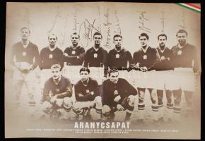 Aranycsapat poszter, a csapattagok fényképével és nyomtatott aláírásaikkal, 59,5×40,5 cm