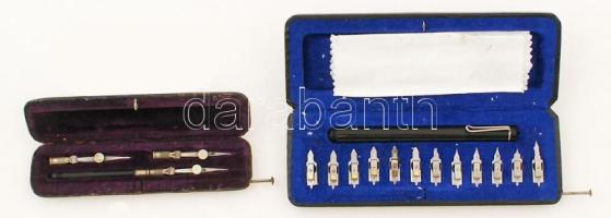 Pelikán Graphos, hiánytalan tus készlet, eredeti dobozban. Theodor Zlocha tus kihúzó készlet, eredeti bőr dobozban.