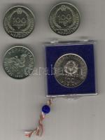 1980. 100Ft "Űrrepülés" + 1983. 100Ft "Czóbel" (2x) + 100Ft "Bolivar" T:BU Eredeti csomagolásban, tanúsítványokkal, összesen 4db