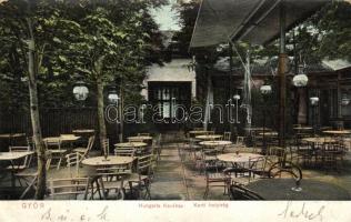 Győr, Hungária Kávéház, kerthelyiség; kiadja Kuster Géza