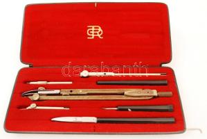 Praecision Eo Richter  and CO. körző készlet eredeti bőr dobozban.