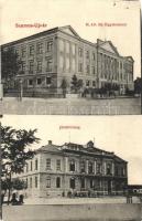 Szamosújvár, Főgimnázium, járásbíróság; Karátsonyi Gyula kereskedő kiadása / grammar school, district court (EK)