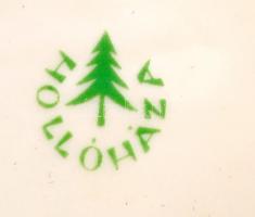 Hollóházi Honvéd porcelán készlet, 6 db pohár (d: 6,5 cm, m: 6,5 cm) a hozzá tartozó csészealjakkal ...