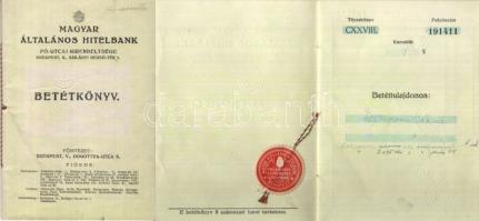 1946. Magyar Általános Hitelbank - betétkönyv. A betétek adópengőben vannak megadva! RR!!