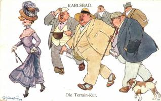 Karlovy Vary, Karlsbad 'Die Terrain-Kur' B.K.W.I. 361-5. s: Schönpflug (fa)