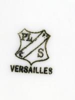 Versailles porcelán pecsenyéstál, kézzel festett arany szélekkel, jelzett, apró kopásnyomokkal, 57×2...