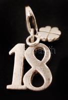 Ezüst (Ag.) lóhere és 18 mintájú medál, jelzett, nettó: 2.9 g