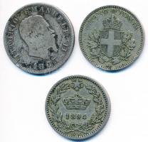 Olaszország 1863. 1L Ag "II. Viktor Emánuel" + 1894R-1918R 20c Cu-Ni (2x) T:2-,3
Italy 186...