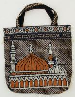 Gyöngyökkel kivarrt vászontáska, mecset képével és nonfigurális motívumokkal