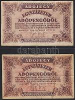 1946. 100.000Adópengő (2x) mindkét példányon erős papírráncok T:II/III+