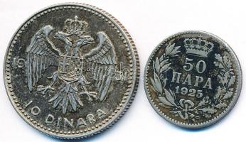 Jugoszlávia / Szerb-Horvát-Szlovén Királyság 1925. 50p Ni-Br + Jugoszlávia 1931. 10D Ag "I. Sándor" T:2,2- Yugoslavia / Kingdom of the Serbs, Croats and Slovenes 1925. 50 Para Ni-Br + Yugoslavia 1931. 10 Dinara Ag "Alexander I" T:XF,VF