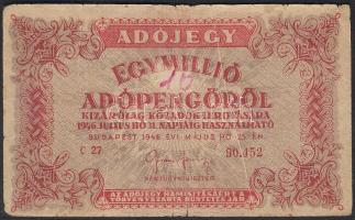 1946. 1000.000Adópengő erős papírráncokkal T:III