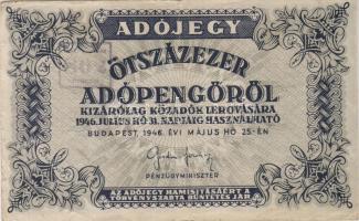 1946. 500.000Adópengő szögletes bélyegzővel T:II/III