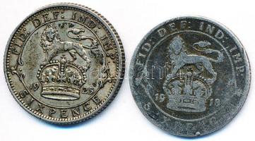 Nagy-Britannia 1918-1925. 6p Ag "V. György" (2x) T:2-,3 Great Britain 1918-1925. 6 Pence Ag "George V" (2x) C:VF,F