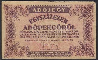 1946. 100.000Adópengő hátoldalon balra és jobbra tolódott nyomással T:III/IV