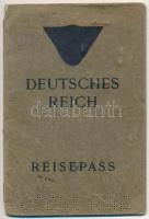1943 Deutsches Reich Reisepass. Névre szóló, fényképes,kitöltött, német birodalmi útlevél, érdekes bejegyzésekkel.