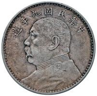 Kína 1914. 1$ (1Y) Ag "Yüan Shihkai" (27g) T:2,2- apró ph. China 1914. 1 Dollar (1 Yuan) Ag "Yüan Shihkai" (27g) C:XF,VF small edge error Krause Y# 329