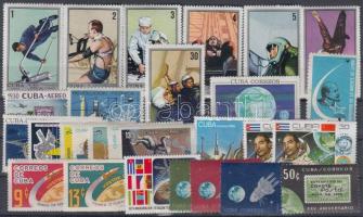1960-1980 Űrkutatás motívum 28 db bélyeg, közte sorok, 1960-1980 Space Research motive 28 stamps with sets