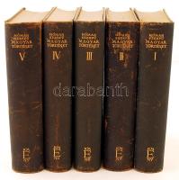 Hóman Bálint, Szekfű Gyula: Magyar történet. I-V. köt. Bp., 1935, Királyi Magyar Egyetemi Nyomda. Második kiadás! Félbőr kötésben, az egyes kötetek gerince kissé kopott, egyébként nagyon jó állapotban.