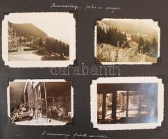 Austriai ( Semmering, Innsbruck, Hafelekar ect.) kirándulás fénykép gyűjteménye albumban. Népviseletek, nemzeti tánc, tájképek ill., mozgalmas csoportképek. 73db különböző méretben.