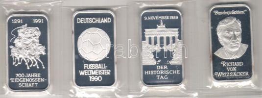 Svájc 4 klf Ag Barren-Plakett (4x 1oz/31,1035g) összesen 124,41g T:PP díszcsomagolásban